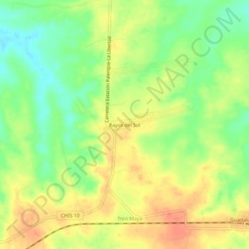 Mapa topográfico Rayos del Sol, altitude, relevo