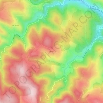 Mapa topográfico Piéfaud, altitude, relevo