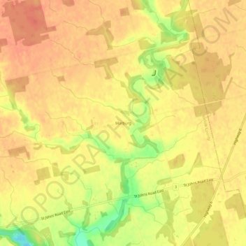 Mapa topográfico Marburg, altitude, relevo