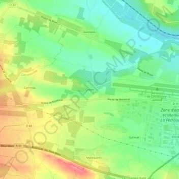 Mapa topográfico Grèzes, altitude, relevo