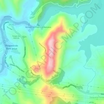 Mapa topográfico Morro do Capuava, altitude, relevo