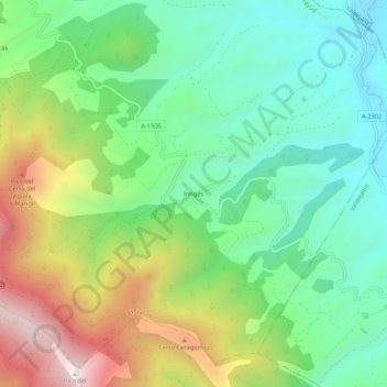 Mapa topográfico Inogés, altitude, relevo