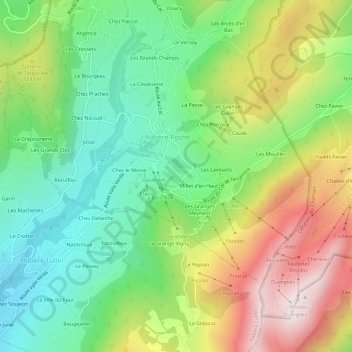 Mapa topográfico Le Pély, altitude, relevo