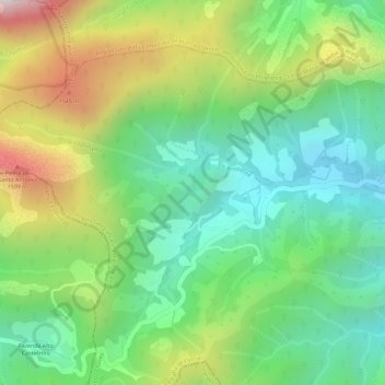 Mapa topográfico Alto do Redentor, altitude, relevo