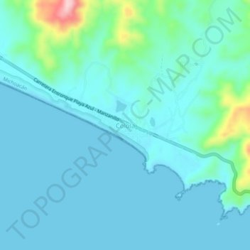 Mapa topográfico Colola, altitude, relevo
