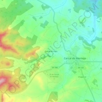 Mapa topográfico Quinta do Lago, altitude, relevo