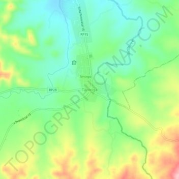 Mapa topográfico Taninga, altitude, relevo