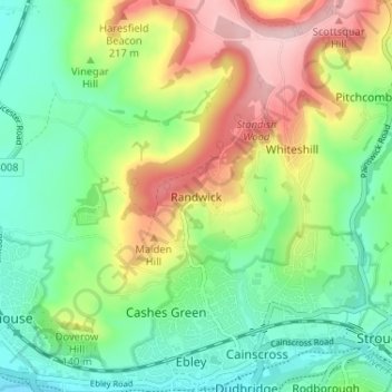 Mapa topográfico Randwick, altitude, relevo