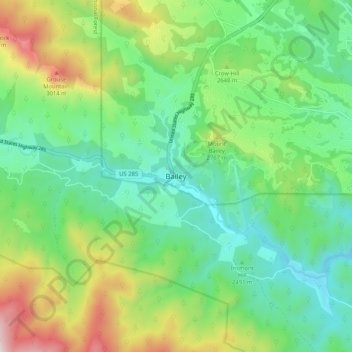 Mapa topográfico Bailey, altitude, relevo