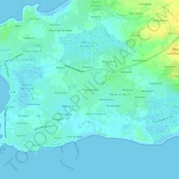 Mapa topográfico Pors Lambert, altitude, relevo