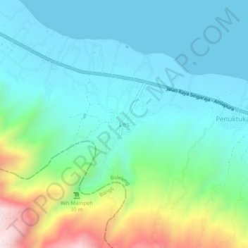 Mapa topográfico Les, altitude, relevo