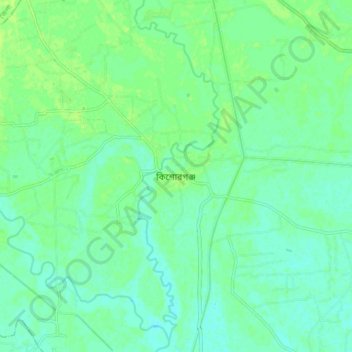 Mapa topográfico Kishoreganj, altitude, relevo