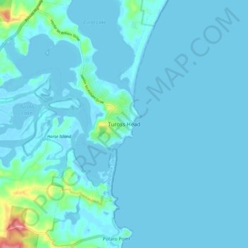 Mapa topográfico Tuross Head, altitude, relevo