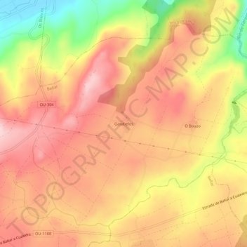 Mapa topográfico Garabelos, altitude, relevo