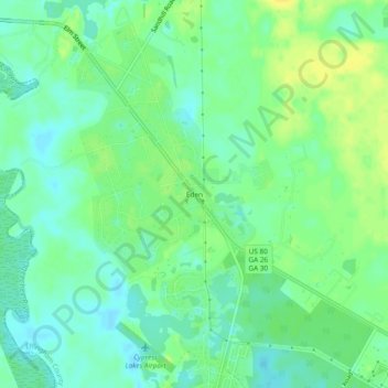 Mapa topográfico Eden, altitude, relevo