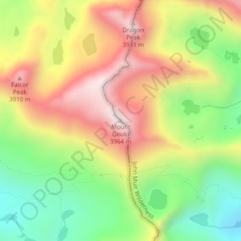 Mapa topográfico Mount Gould, altitude, relevo