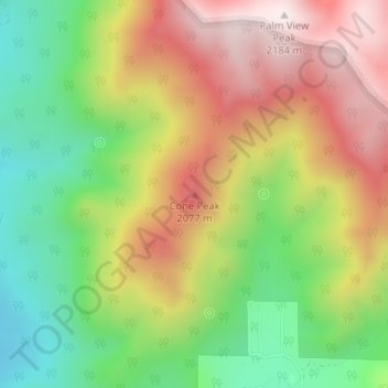 Mapa topográfico Cone Peak, altitude, relevo