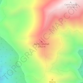 Mapa topográfico Cerro Conchalí, altitude, relevo