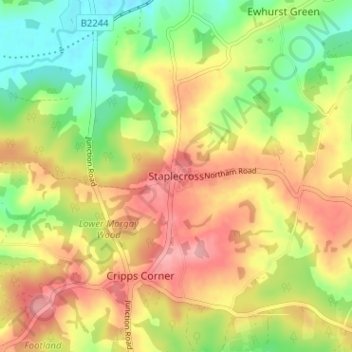 Mapa topográfico Staplecross, altitude, relevo