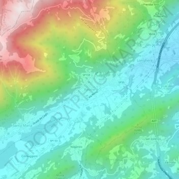 Mapa topográfico Revine, altitude, relevo