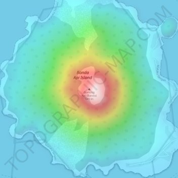 Mapa topográfico Gunung Api (Banda), altitude, relevo