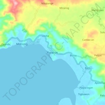 Mapa topográfico Paranas, altitude, relevo