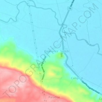 Mapa topográfico Esperanza, altitude, relevo