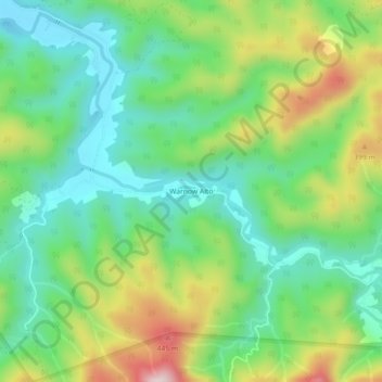 Mapa topográfico Warnow Alto, altitude, relevo