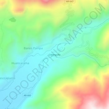 Mapa topográfico Cieneguilla, altitude, relevo