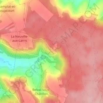 Mapa topográfico Paradis, altitude, relevo