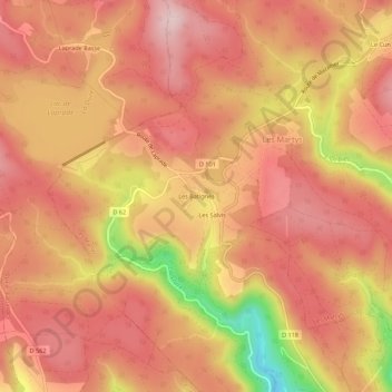 Mapa topográfico Les Batignès, altitude, relevo