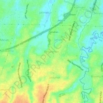 Mapa topográfico Pedurenan, altitude, relevo