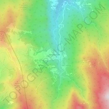 Mapa topográfico Montegroppo, altitude, relevo