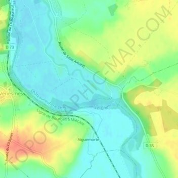 Mapa topográfico Boissereau, altitude, relevo