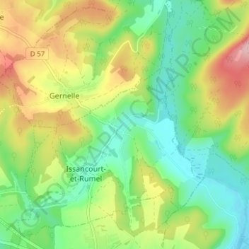 Mapa topográfico Rumel, altitude, relevo