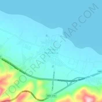 Mapa topográfico Copándaro de Galeana, altitude, relevo