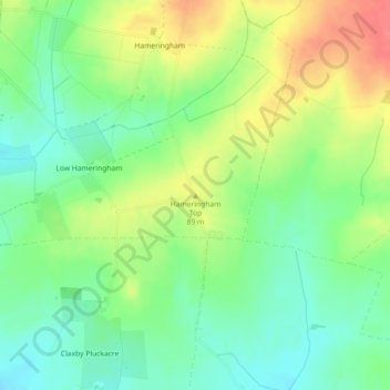 Mapa topográfico Hameringham Top, altitude, relevo