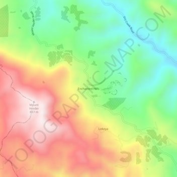 Mapa topográfico Enchanted Hills, altitude, relevo