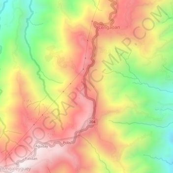 Mapa topográfico Lengaoan, altitude, relevo
