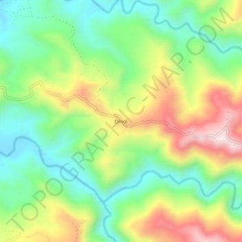 Mapa topográfico Omol, altitude, relevo