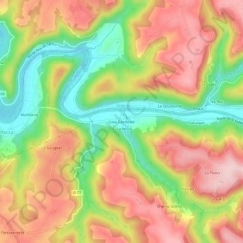 Mapa topográfico Lous Cambous, altitude, relevo