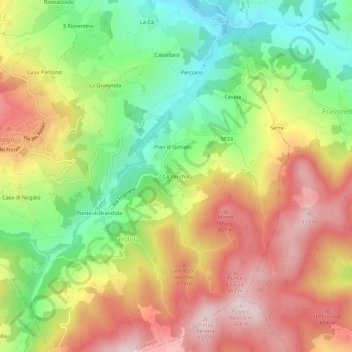 Mapa topográfico Cà Vecchia, altitude, relevo