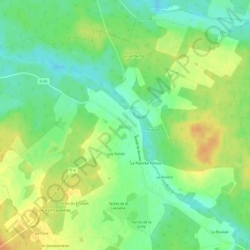 Mapa topográfico Le Bourg, altitude, relevo