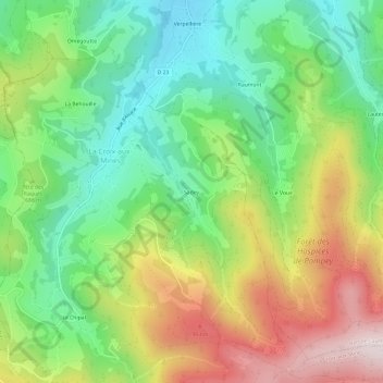 Mapa topográfico Sadey, altitude, relevo