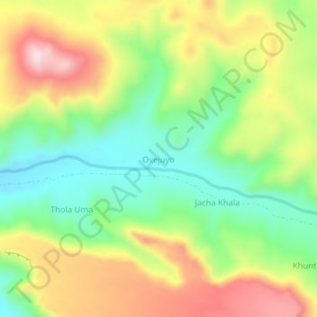 Mapa topográfico Ovejuyo, altitude, relevo