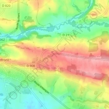 Mapa topográfico Beauvent, altitude, relevo