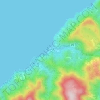 Mapa topográfico Nurcia, altitude, relevo