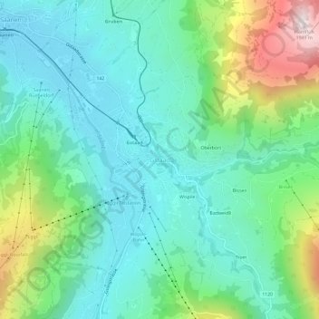 Mapa topográfico Gstaad, altitude, relevo