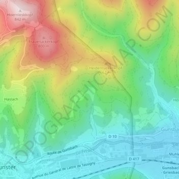 Mapa topográfico Kalbach-le-Haut, altitude, relevo