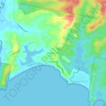 Mapa topográfico Maloneys Flat, altitude, relevo